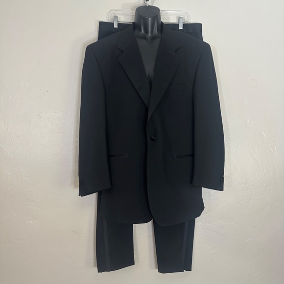 Stanley Blacker Full Tuxedo 44R Pants 34" waist 32" inseam Gently worn vintage - Picture 2 of 7